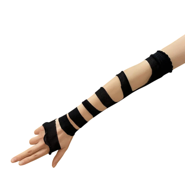 Gants sans doigts pour femmes avec bandages taille universelle Gants bandage en nylon pour un usage quotidien noir