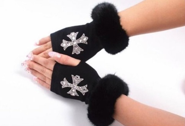 Gants sans doigts pour femmes avec impression J511 6