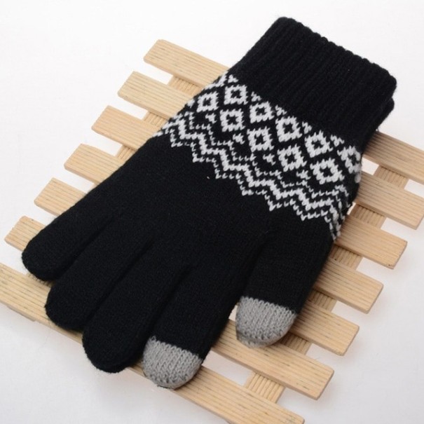 Gants tactiles avec motif noir
