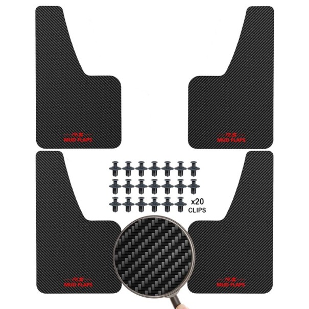 Garde-boue universels 36 x 21 cm Ensemble de 4 pièces Garde-boue avant et arrière avec motif carbone Protection de la carrosserie pour plusieurs noir