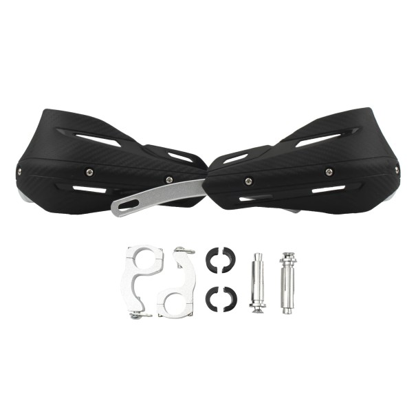 Garde-main universels pour guidons de moto 22–28 mm, pare-brise rigides colorés avec renfort métallique, protection contre le vent et les chocs noir