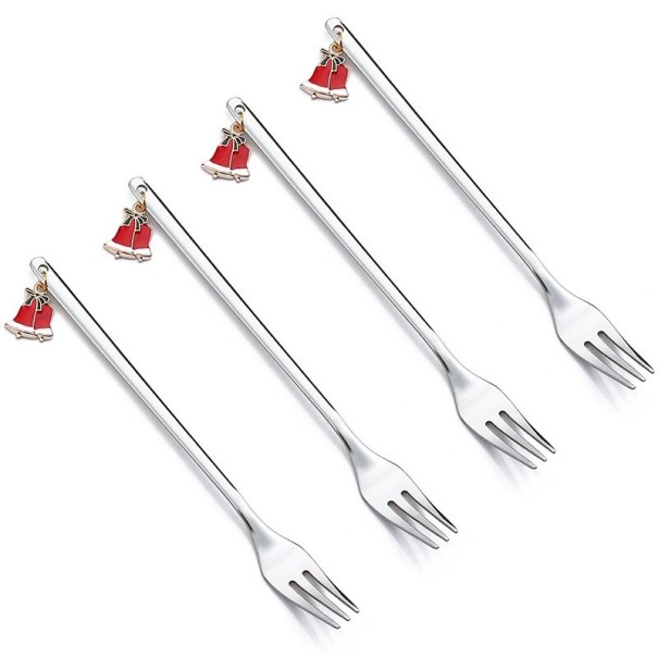 Garfinhos de Natal com Sinos 4 pcs prateado