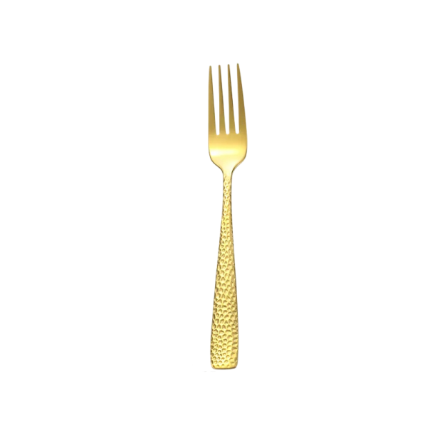Garfo de sobremesa em aço inoxidável Luxuoso talher de mesa retro com cabo quadrado Garfo elegante para sobremesas, frutas e bolos dourado