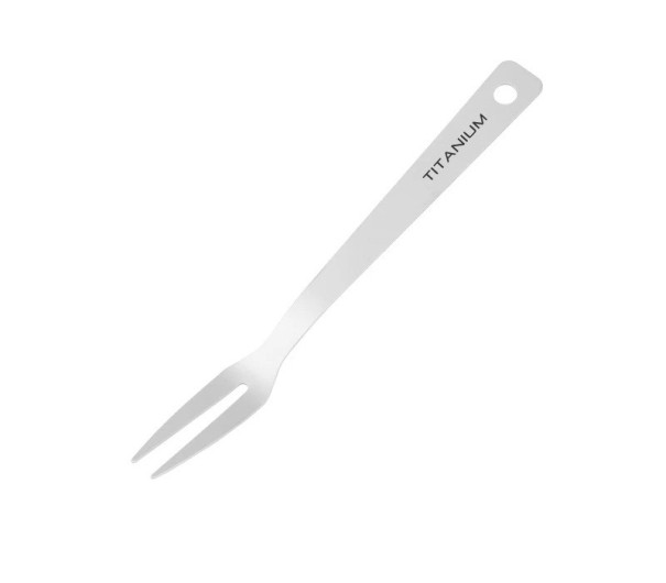 Garfo de titânio para fruta 13,6 cm garfo portátil multifuncional em titânio puro garfo de camping prateado para caminhadas e viagens 1