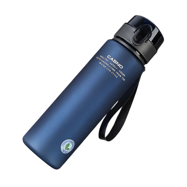 Garrafa de água 560 ml Garrafa desportiva de hidratação com tampa à prova de fugas Garrafa de plástico leve para beber Design ergonómico Boca larga azul escuro