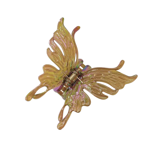 Garrafa de cabelo em acetato em forma de borboleta 10,5x10 cm Clipe francês retro colorido elegante Acessórios de cabelo femininos Estilo Ornamento plástico castanho