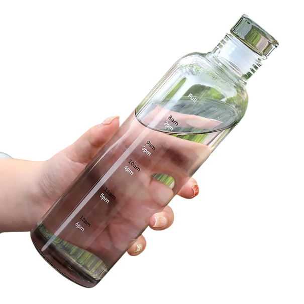 Garrafa de plástico para água com marcação de tempo de bebida 750 ml Garrafa transparente para bebidas em plástico para monitorizar a ingestão de líquidos durante o dia preto