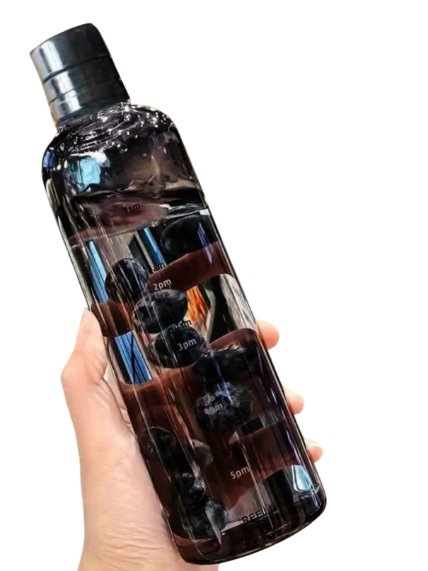 Garrafa desportiva de água 500 ml Garrafa de hidratação leve em plástico com tampa à prova de fugas Design ergonómico Abertura larga Prática para viagens e desporto preto