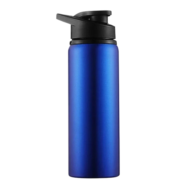 Garrafa desportiva em aço inoxidável 600 ml Garrafa de fitness leve e resistente Design ergonómico com tampa à prova de fugas Abertura larga Prática para viagens azul