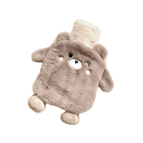 Garrafa isolante Kawaii Urso 750 ml 25.5 x 17.5 cm Aquecedor de mãos, pés e barriga em pelúcia de borracha Resistente a explosões 1