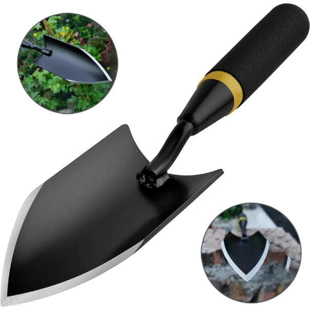 Gartenkelle 33 cm aus Manganstahl mit gummiertem Griff 15,3 × 8 cm Klinge handliches Gartenwerkzeug zum Pflanzen und Arbeiten im Boden 1