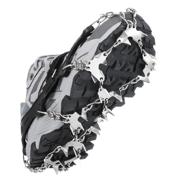 Gatos de acero inoxidable para hielo 32 dientes Tamaño M 36–40 Antideslizantes crampones de escalada equipo turístico Gatos de trekking invernales 1