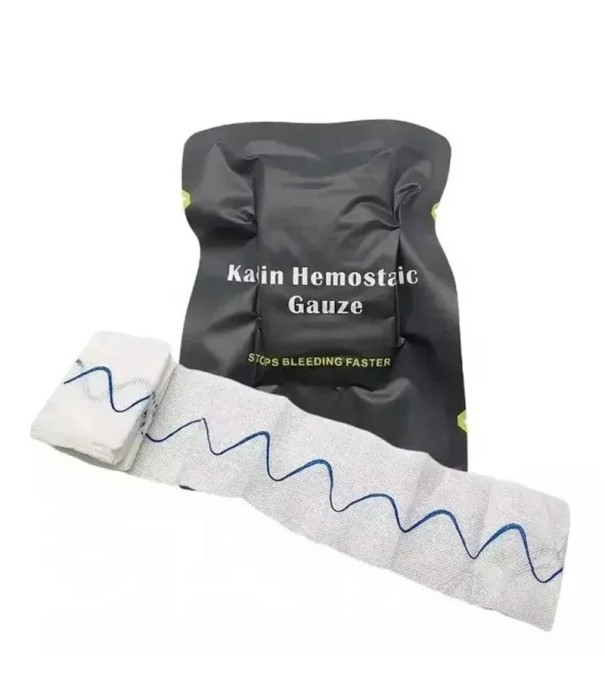 Gauze emostatica compressa in kaolino tattica 150x7,5 cm Primo soccorso per emorragie massicce Gauze compatta per soccorritori 1