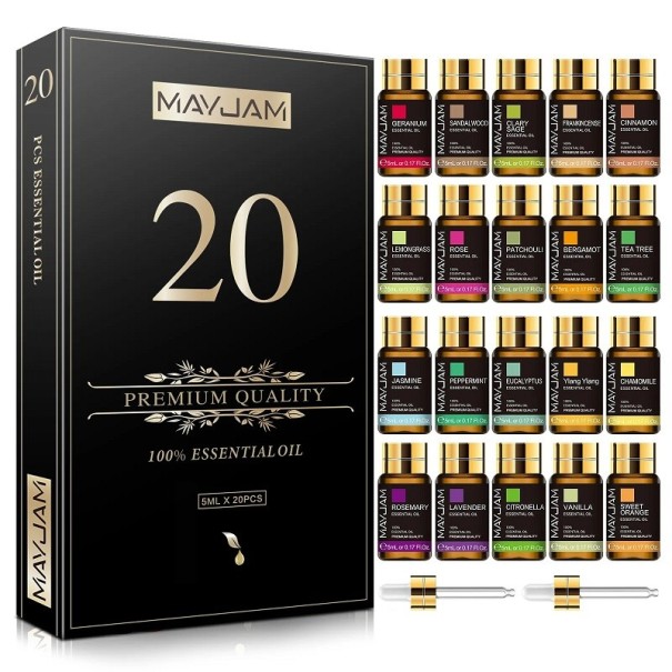 Gavesæt med 20 naturlige æteriske olier Rene naturlige olier med naturlig aroma Diffuserolier 5 ml 1