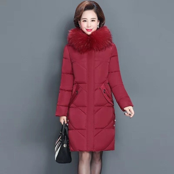 Geaca de iarna de dama cu blana P2140 burgundy 3XL