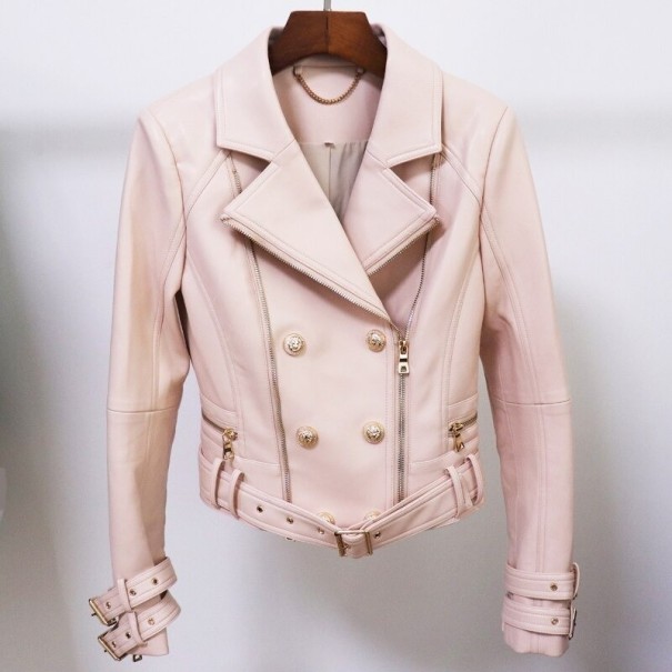 Geaca de piele de dama P2167 roz XS