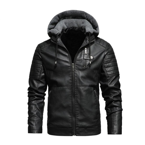 Geacă de piele de iarnă pentru bărbați F1080 negru XL