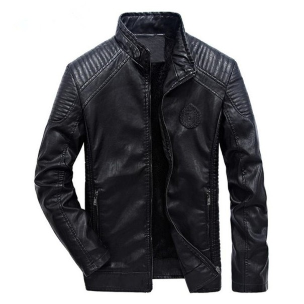 Geaca de piele eleganta pentru barbati J2088 negru S