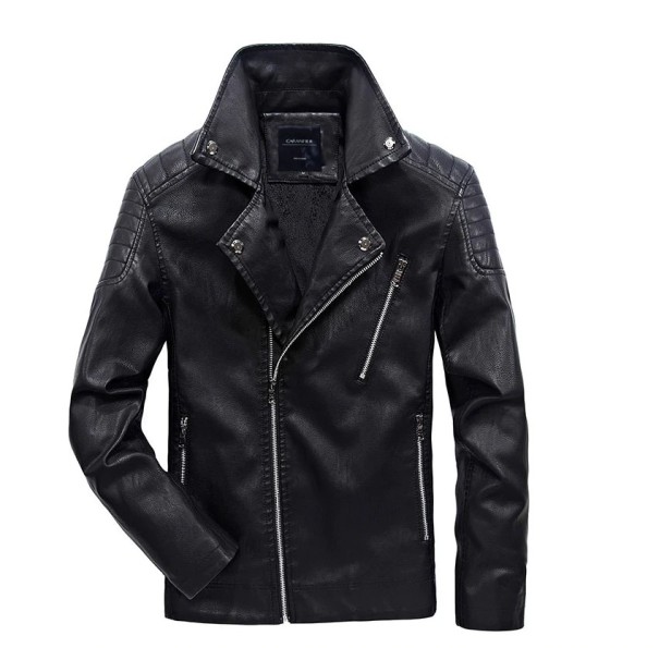 Geaca de piele pentru barbati eleganta J2273 negru XS