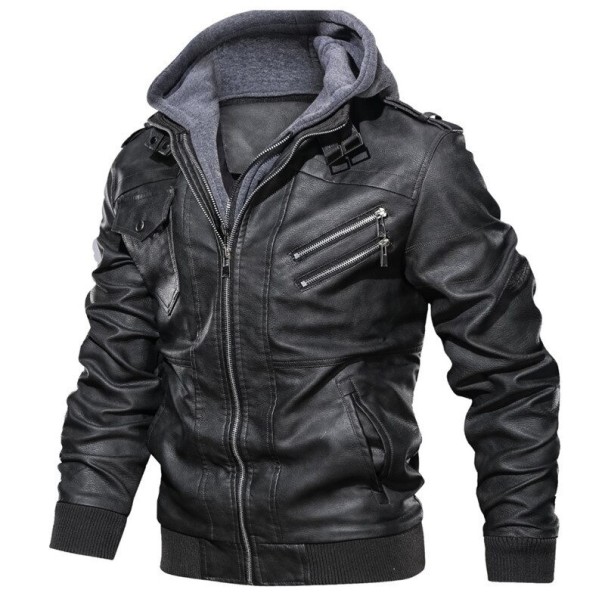 Geacă de piele pentru bărbați F1089 negru XL 1