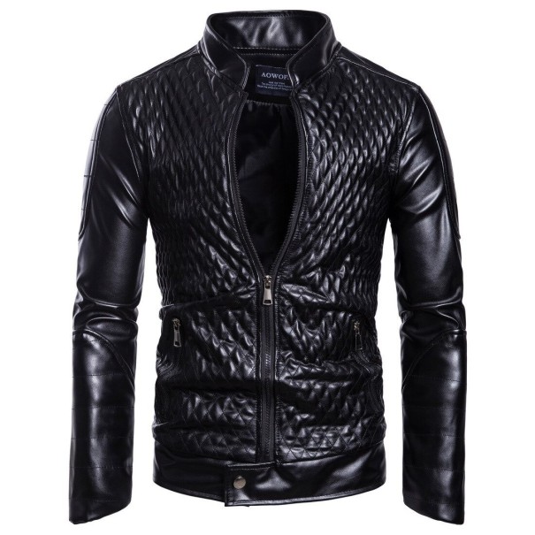 Geacă de piele pentru bărbați F375 negru XS