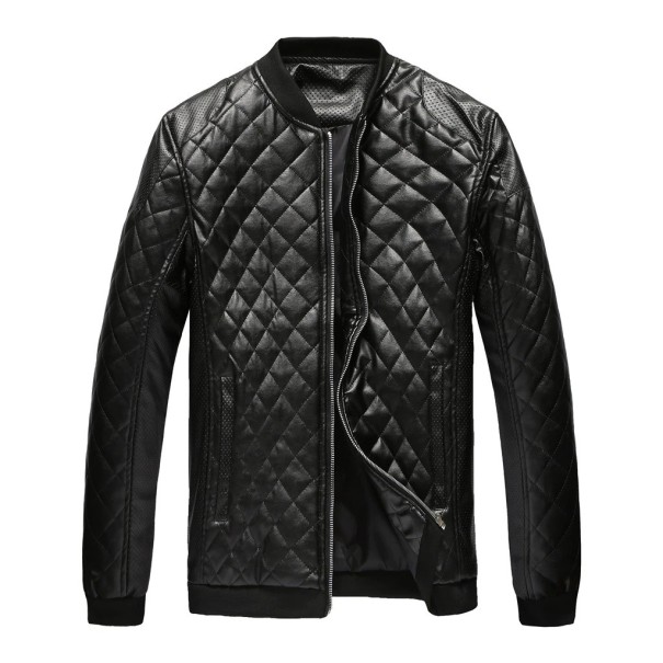Geacă de piele pentru bărbați F401 negru XS