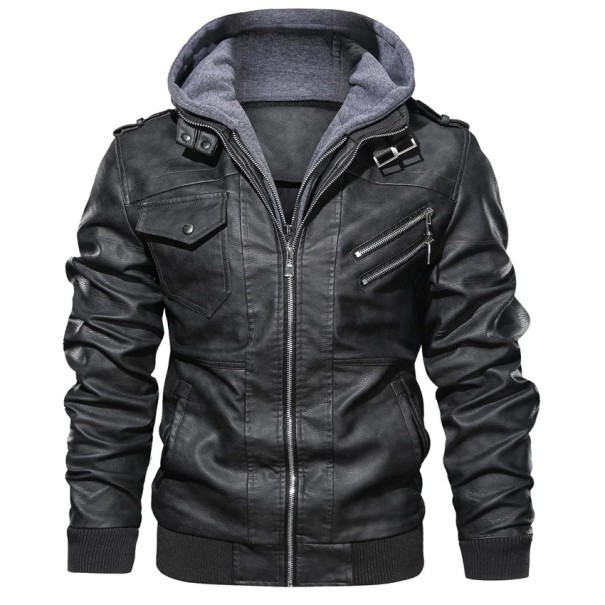 Geacă de piele pentru bărbați negru 3XL 1
