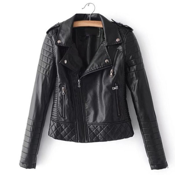 Geacă de piele pentru femei A1888 negru M