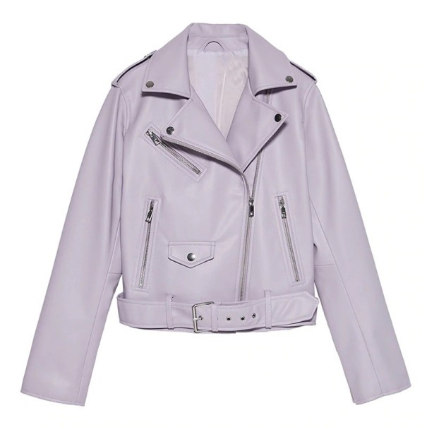 Geacă de piele pentru femei violet deschis XS
