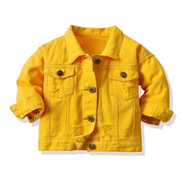 Geacă din denim pentru fete L1870 galben 9-12 luni