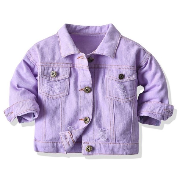 Geacă din denim pentru fete L1870 violet deschis 5