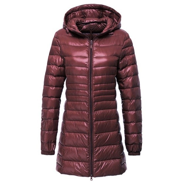 Geaca lunga de dama cu pene de rata J3270 burgundy 4XL