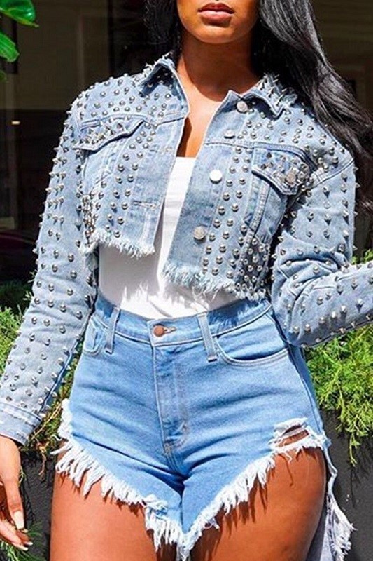 Geacă scurtă din denim pentru femei P1607 M
