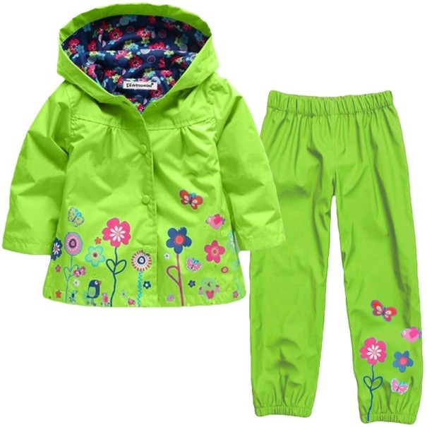 Geacă și pantaloni impermeabili pentru fete verde 5