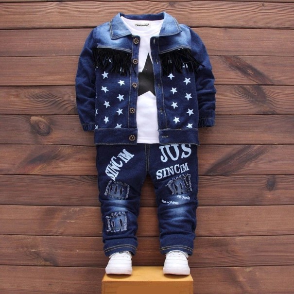 Geacă, tricou și blugi pentru băieți L1673 12-24 luni