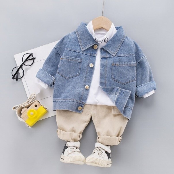 Geacă, tricou și pantaloni pentru băieți L1672 alb 9-12 luni