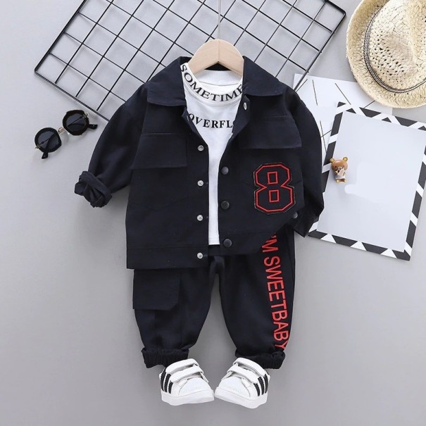 Geacă, tricou și pantaloni pentru băieți negru 2