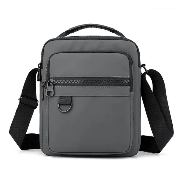 Geantă crossbody pentru bărbați, 25 × 21 × 10 cm, geantă de umăr Oxford casual, mini geantă laterală pentru telefon, geantă mică cu fermoar, fabricată din nailon și poliester gri