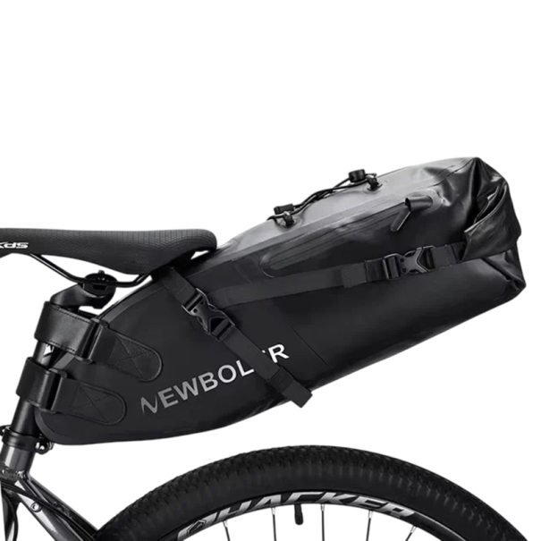 Geantă de bicicletă impermeabilă 58 x 16 x 20 cm 13 l Geantă de depozitare pentru bicicletă din PVC cu capacitate mare Geantă practică pentru portbagajul spate și excursii negru