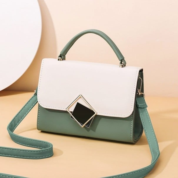 Geantă de damă crossbody pentru mână și pe umăr Clapetă contrastantă Ornament geometric din metal Curea lungă Piele PU 20,5 x 15 x 7,5 cm 4