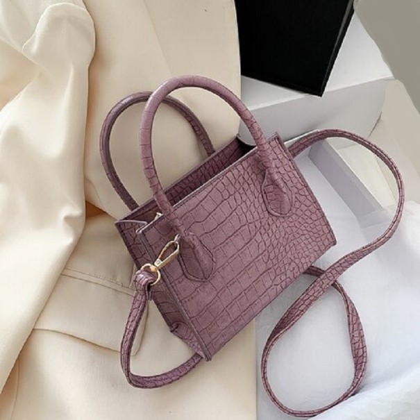 Geantă de damă cu model de piele de șarpe M1387 violet deschis