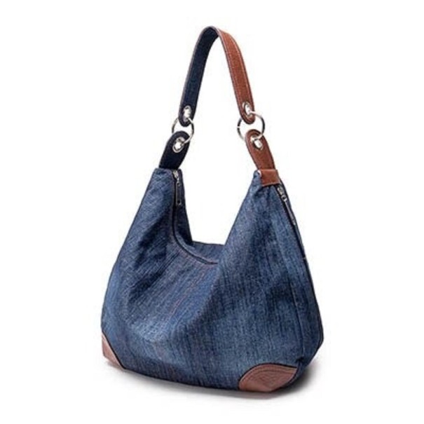 Geantă de mână din denim M1692 albastru inchis
