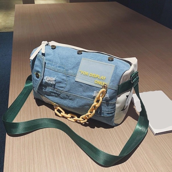 Geantă de mână din denim M1817 verde inchis