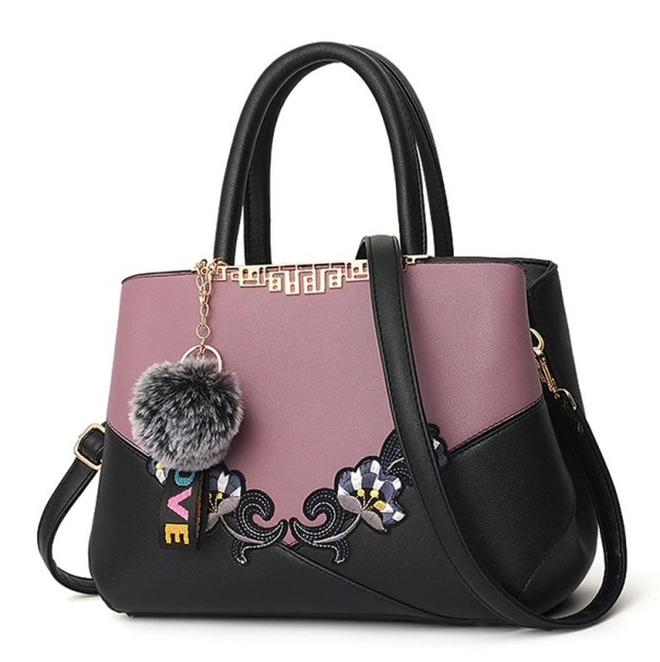 Geantă de mână din piele pentru femei M734 violet deschis 3