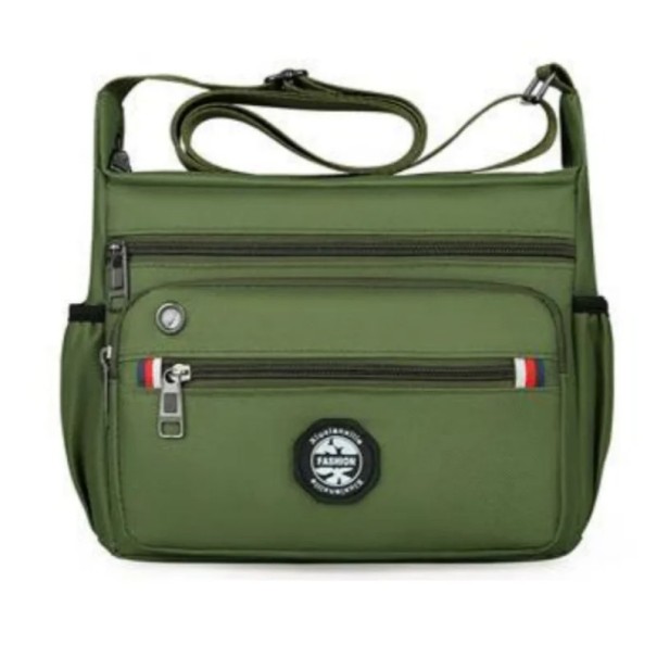 Geantă de umăr bărbătească impermeabilă 20×24×9,5 cm Geantă mică crossbody pentru serviciu Geantă Oxford din nailon și poliester Geantă ușoară cu buzunare multiple verde