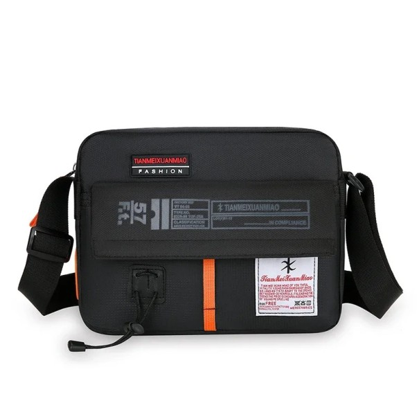 Geantă de umăr unisex la modă, 26 × 18 × 9 cm, casual, din nailon, colorată, pentru bărbați și femei, geantă de voiaj din poliester negru