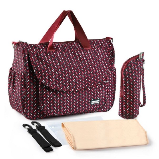 Geantă mare de maternitate cu accesorii burgundy