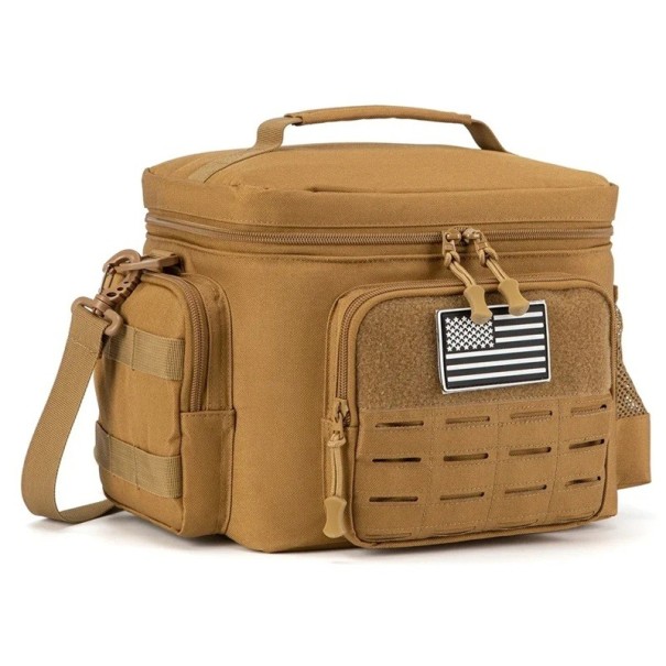 Geantă termică cu compartimente 20x30x22 cm, cu fermoar, geantă izotermă portabilă, culoare neutră, geantă de prânz pentru mâncare, băuturi, la serviciu, școală, picnic kaki