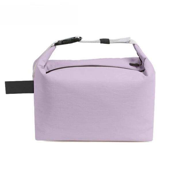 Geantă termică pliabilă 16x25x22 cm, geantă de prânz portabilă, culoare neutră, geantă izolată pentru alimente și băuturi, cu fermoar, ușoară violet