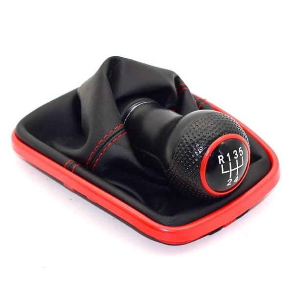 Gear Lever with Gaiter for VW Golf 4 IV MK4 GTI R32 Bora Jetta, Shaft Hole Diameter 23 mm, Manual Transmission red